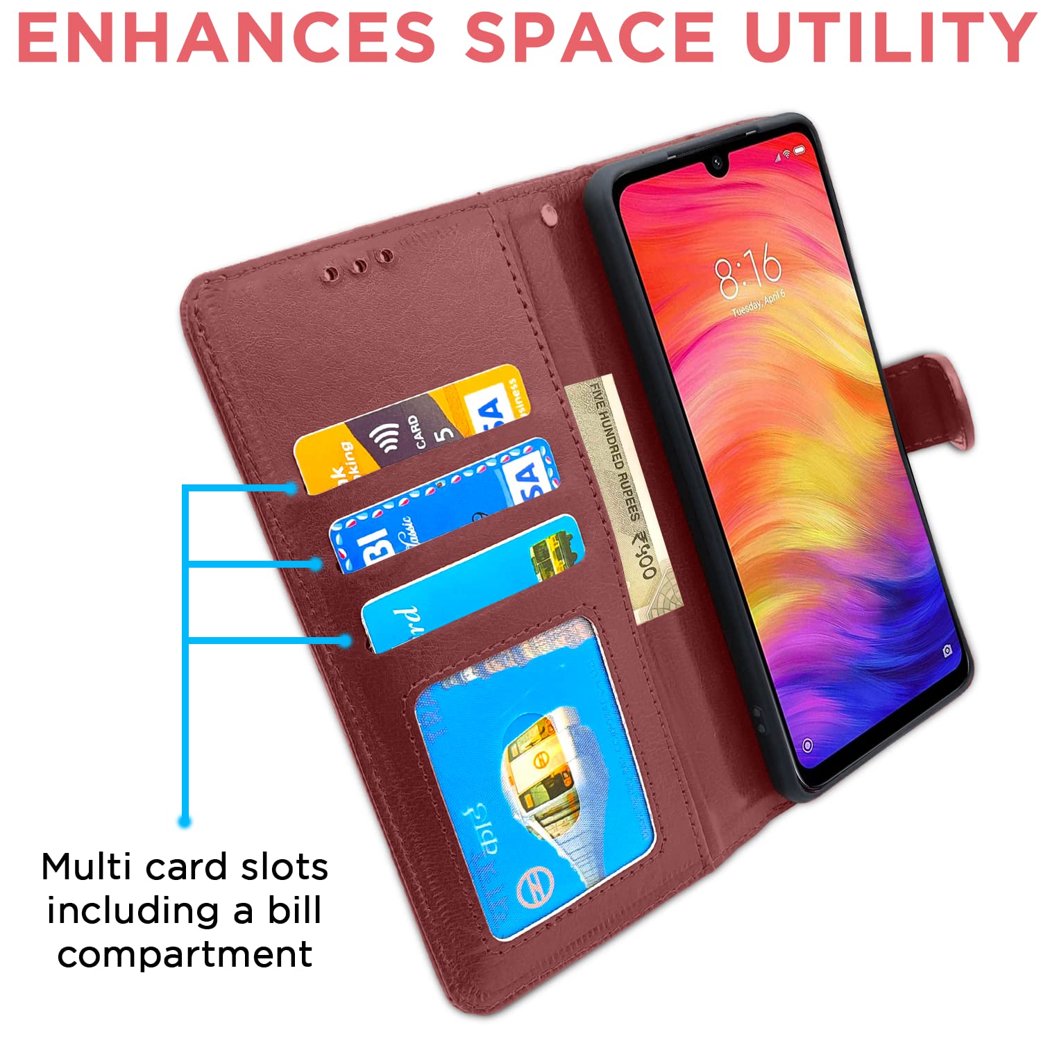 Pikkme Redmi Note 7 Pro/Note 7 / Note 7s Vintage Flip Cover (Brown)