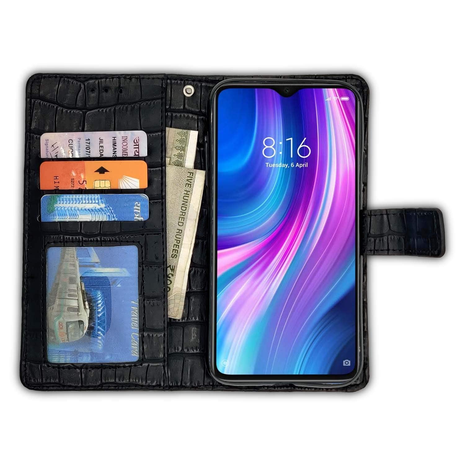 Redmi Note 8 Pro Leather flip case in black by Pikkme – photo 2