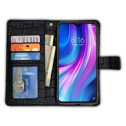 Redmi Note 8 Pro Leather flip case in black by Pikkme – photo 2
