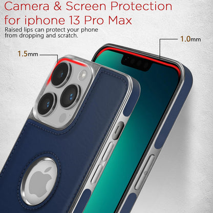 Pikkme iPhone 13 Pro Max Leatherback chrome blue back cover – photo 4