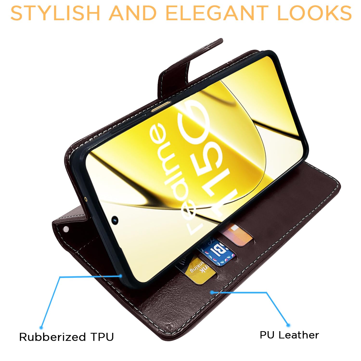 Coffee & brown Magnetic mobile flip cover for Realme 11/11X 5G/Narzo 60X 5G – Pikkme – photo 5