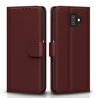 Samsung J6 Plus Wallet wallet flip cover in brown by Pikkme