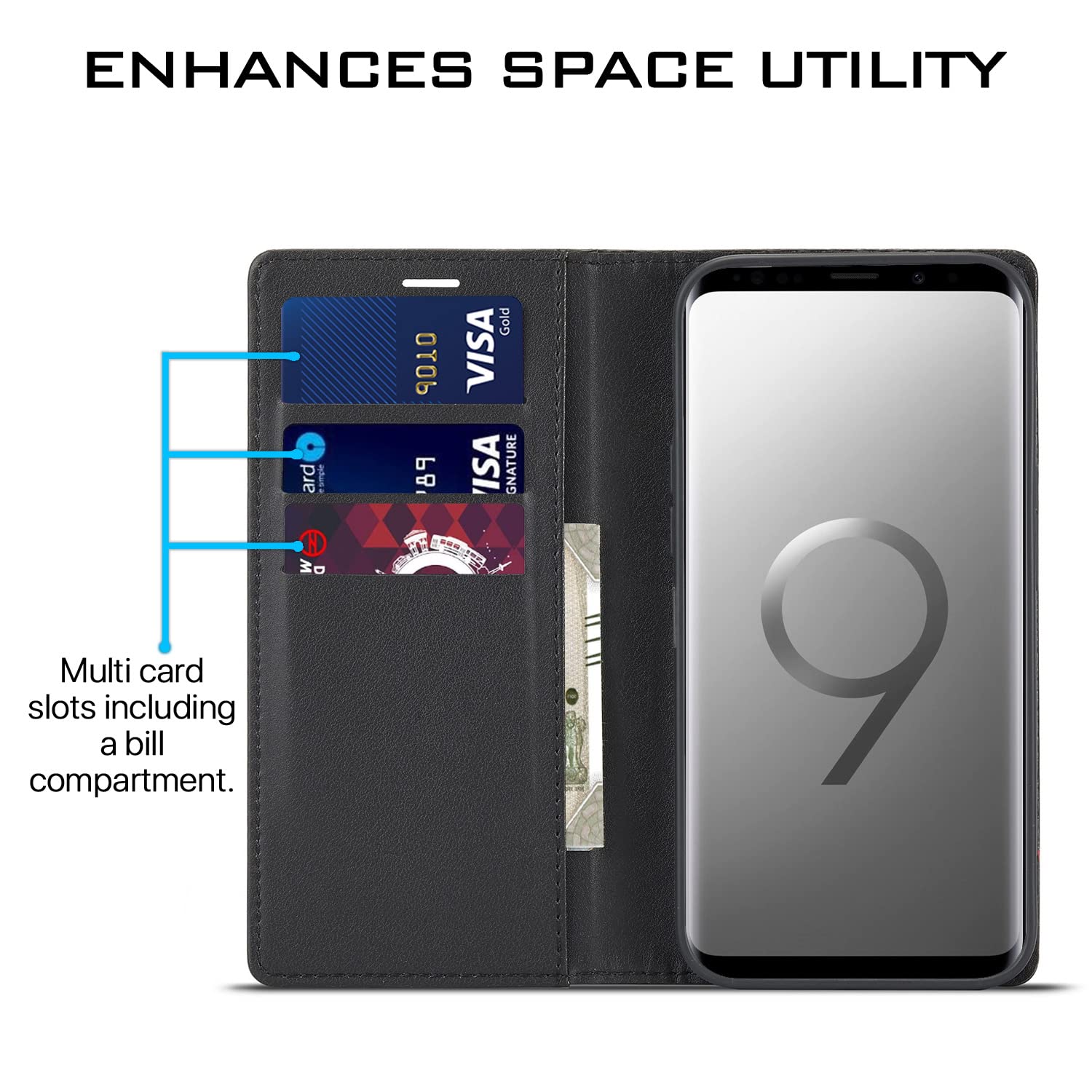 Pikkme black mobile flip cover for Samsung S9 Plus – photo 3
