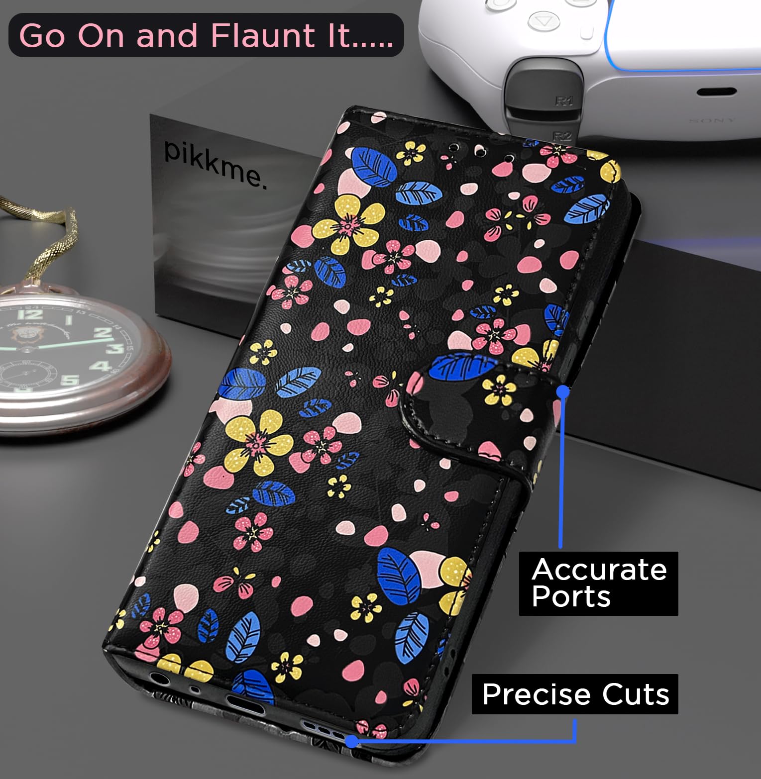 Pikkme black flower flip cover for Tecno Pova 5/Pova 5 Pro 5G – photo 7