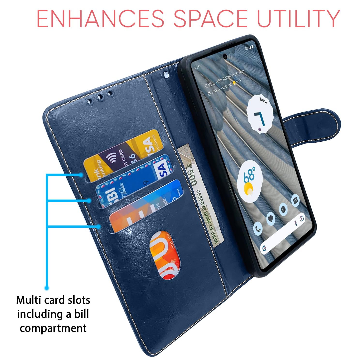 Pikkme blue & brown flip cover for Google Pixel 7A – photo 4