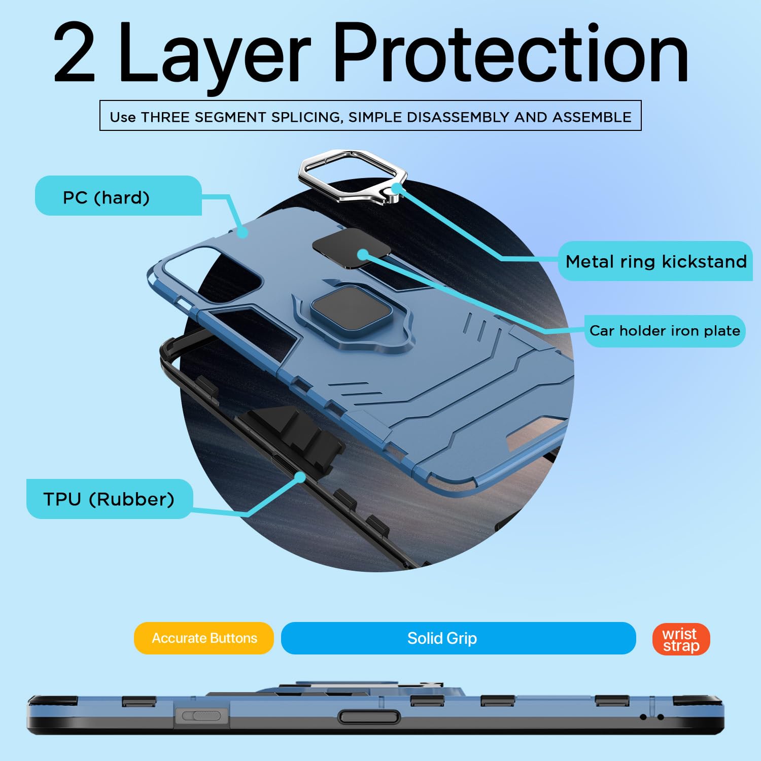 OnePlus 9R D5 Tough Armor phone cover in blue by Pikkme – photo 2