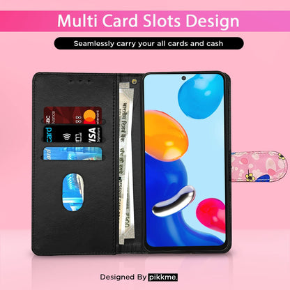 Redmi Note 11/Note 11s Wallet mobile flip cover in pink flower by Pikkme – photo 2