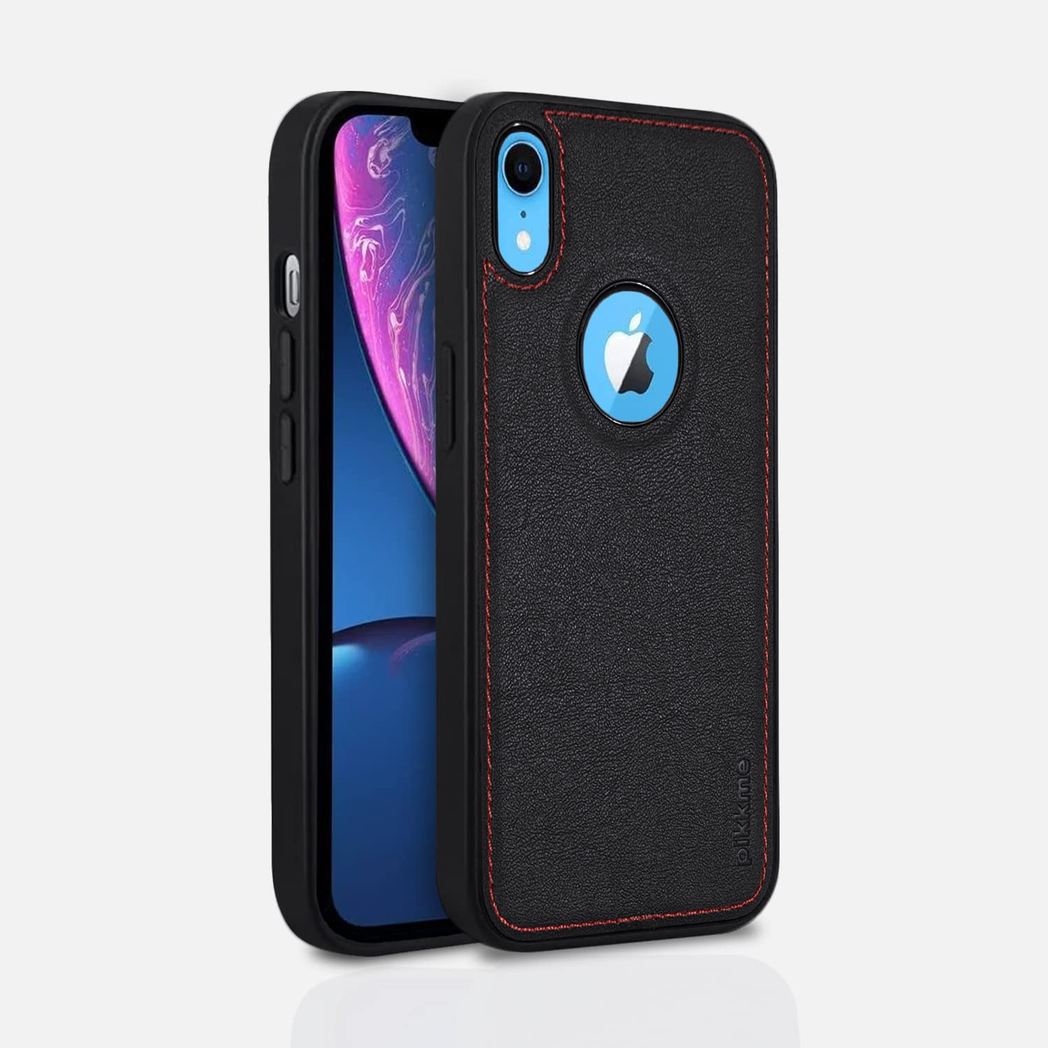 Pikkme black Leather phone cover for iPhone XR