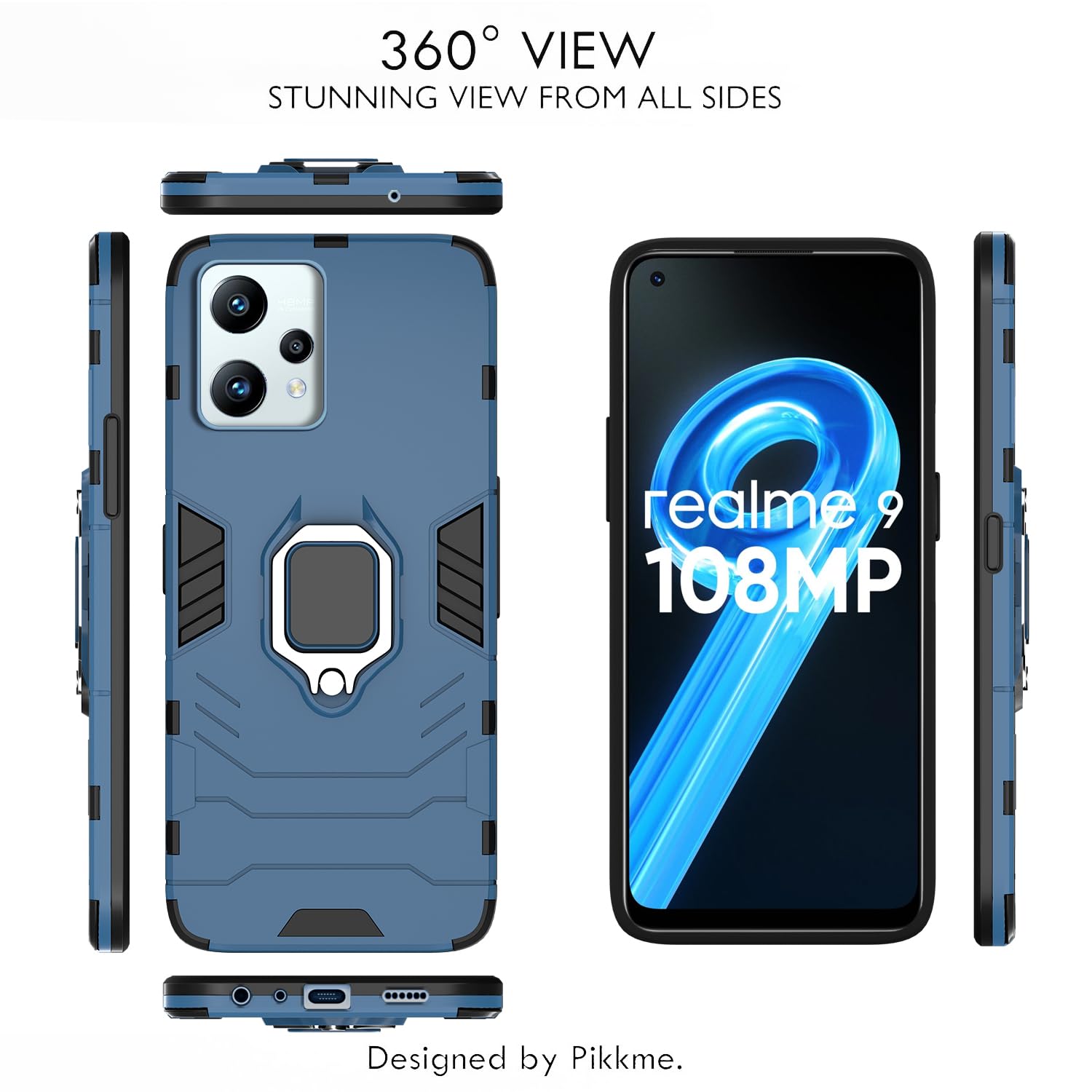 Pikkme Realme 9 4G / Realme 9 Pro Plus 5G D5 Tough Armor Back Cover | Blue