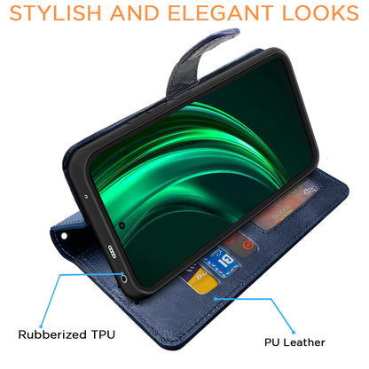 Navy & light blue Magnetic wallet flip cover for Realme 13 Plus 5G/P1 – Pikkme – photo 3