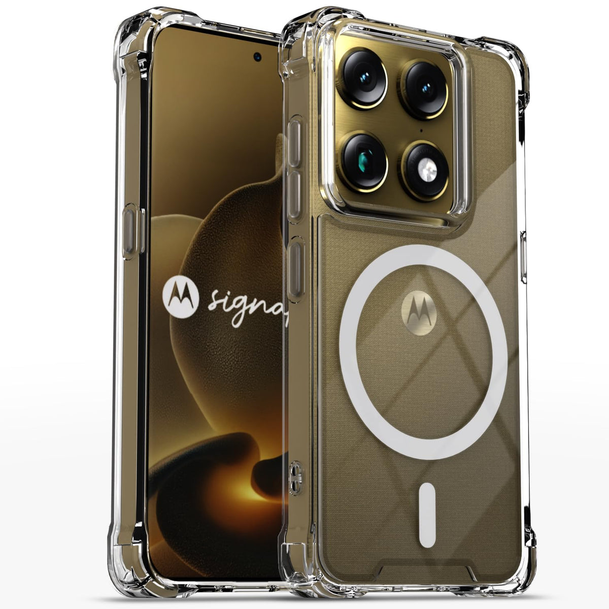 Moto Signature 5G MagSafe back cover in transparent mag-safe by Pikkme