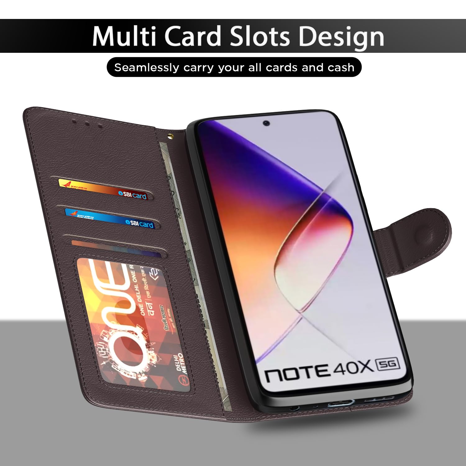 Pikkme coffee Wallet wallet flip cover for Infinix Note 40X 5G – photo 5