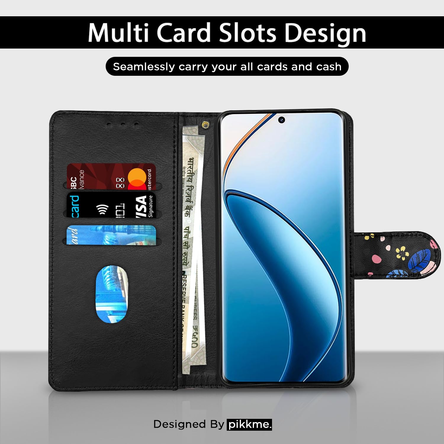 Realme 12 Pro/12 Pro Plus 5G flip cover in black flower by Pikkme – photo 2