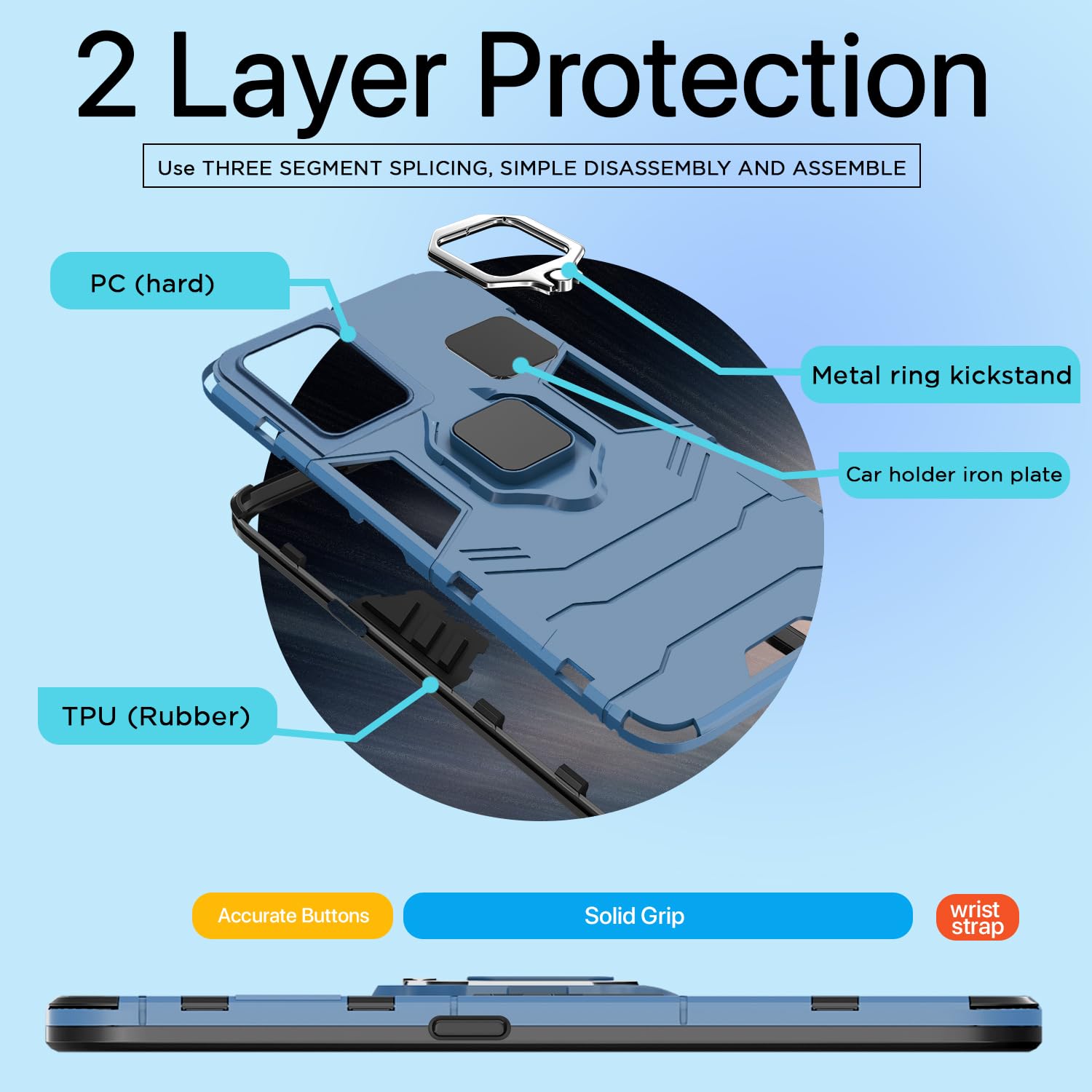 Pikkme OnePlus 10R | 5G / 10R | 5G Prime Edition D5 Tough Armor Back Cover | Blue