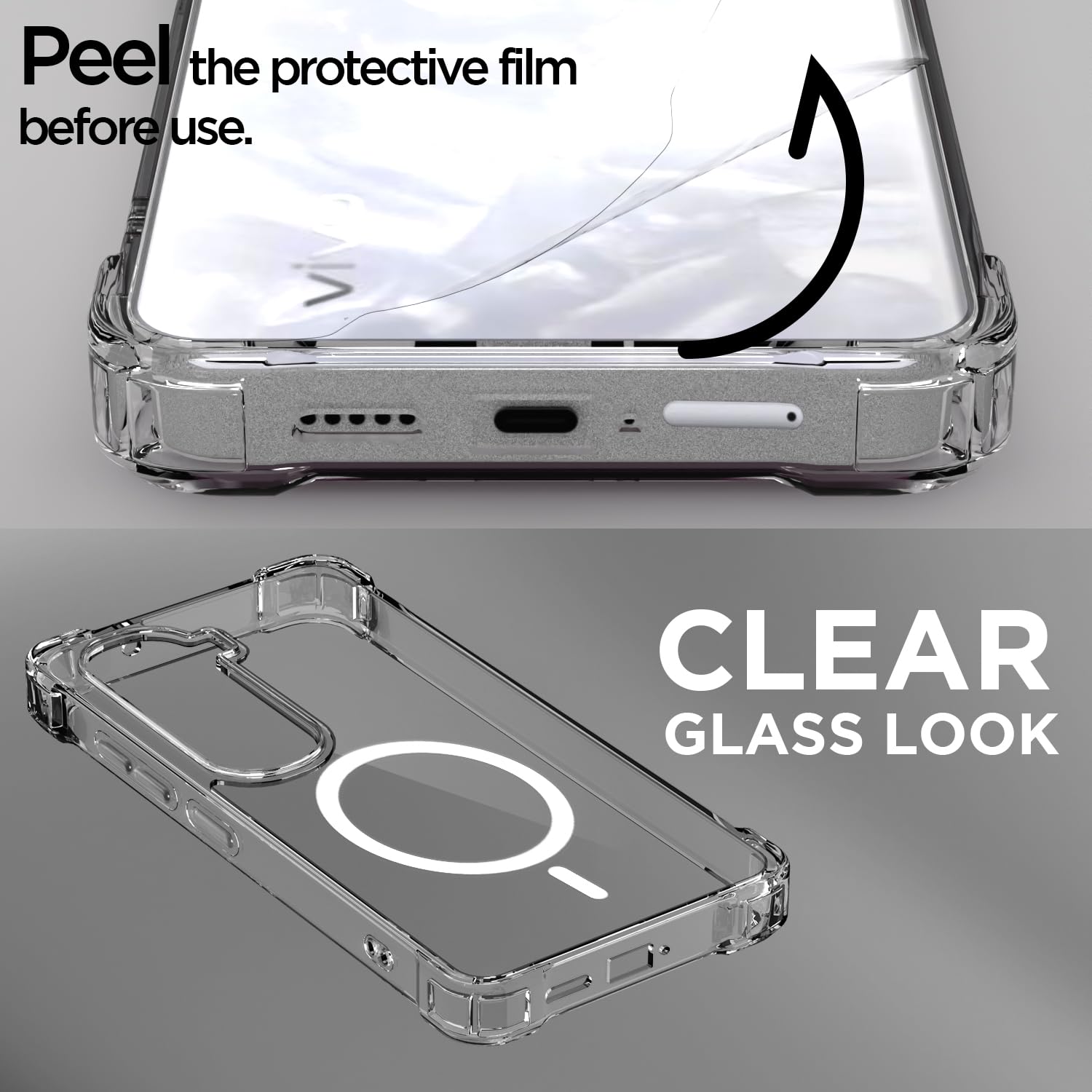 Pikkme Vivo Y400 Pro 5G Mag-Safe Shockproof PC + TPU Back Cover (Transparent)