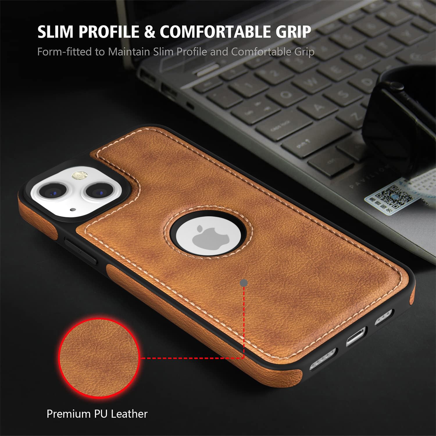Pikkme iPhone 14 Plus Flexible Pu Leather Back Case (Brown)