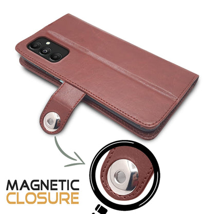 Pikkme Samsung Galaxy M35 5G Button Flip Cover (Brown)