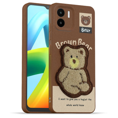 Redmi A1/A2 Plush Patch back cover in brown by Pikkme