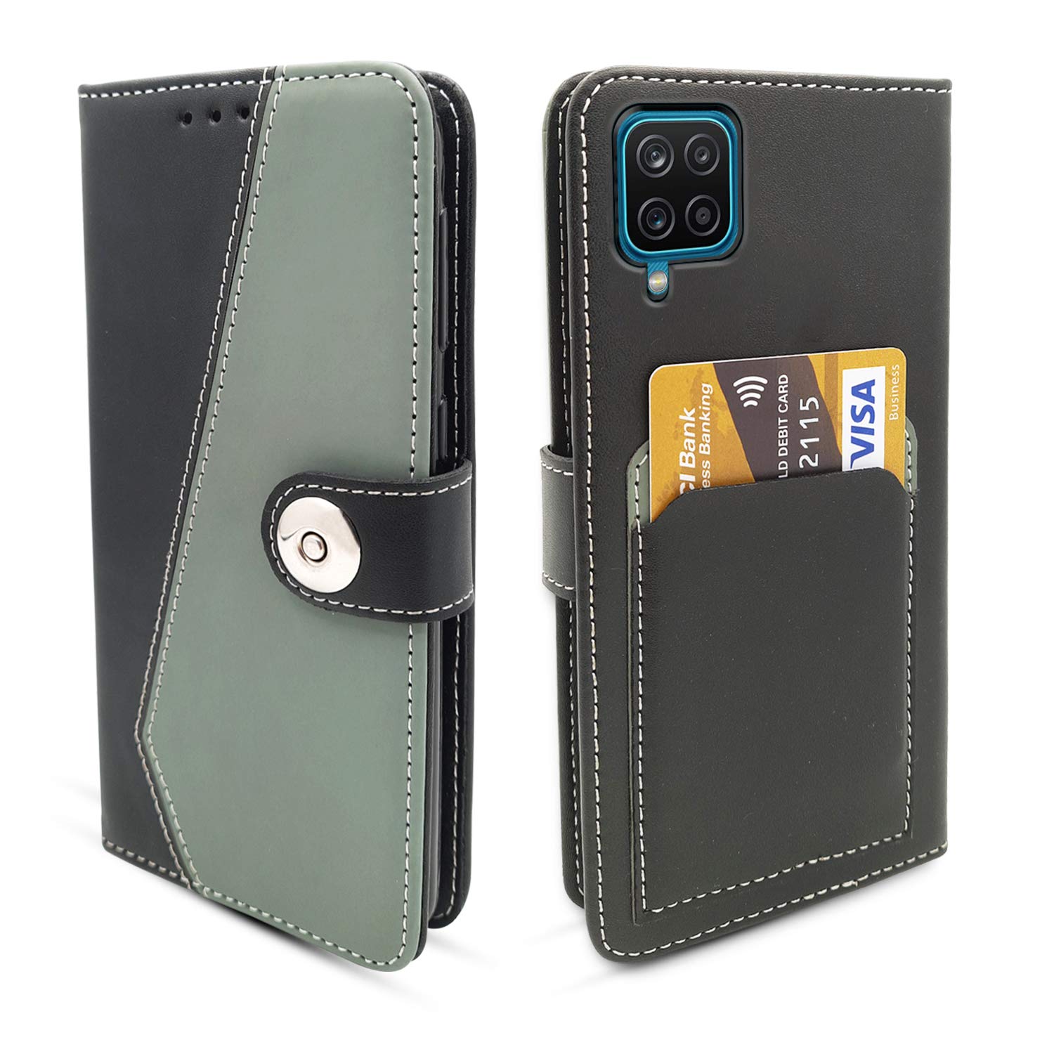 Samsung Galaxy M12 / F12 / A12 Contrast Flip Cover  -Grey