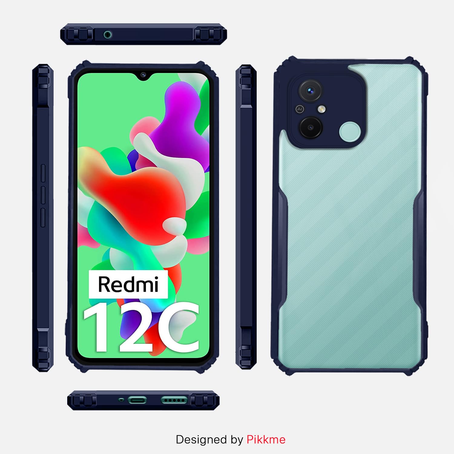 Blue Hybrid phone cover for Redmi 12C/Poco C55 – Pikkme – photo 3