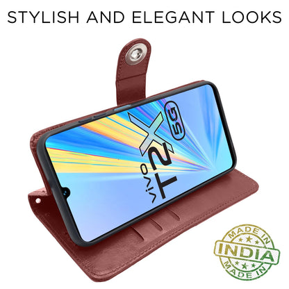 Pikkme Vivo T2X/Y16/Y56 5G Button brown flip cover – photo 5