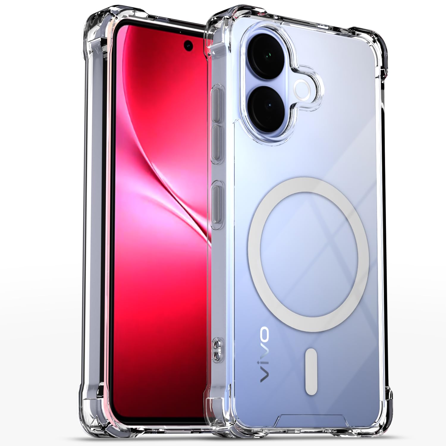 Transparent mag-safe mobile back cover for Vivo V60 Lite 5G – Pikkme