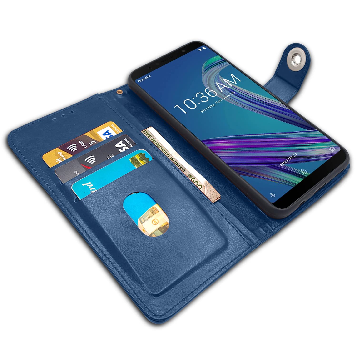 Asus wallet flip cover in button blue by Pikkme – photo 3