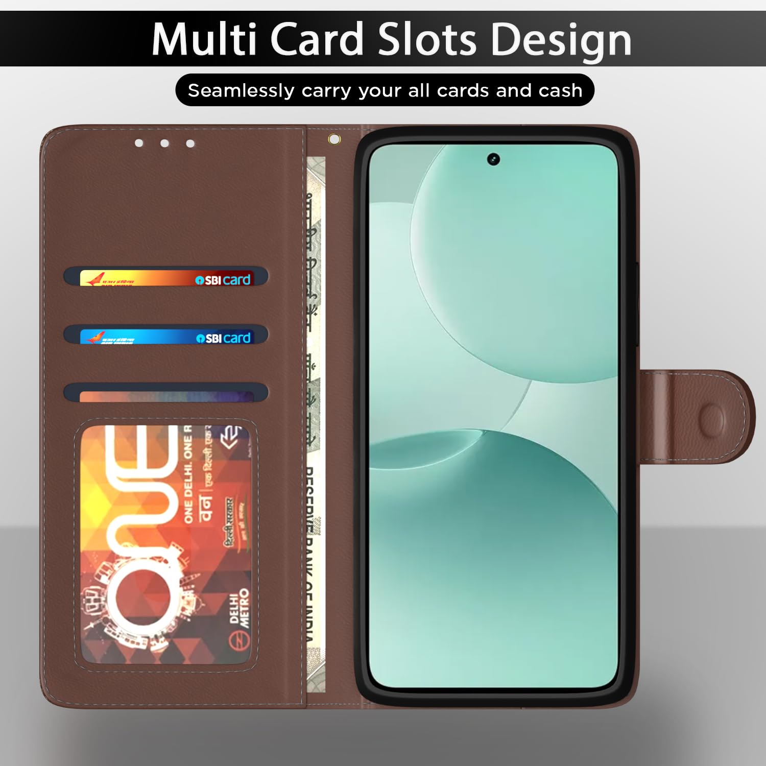 Pikkme tan Wallet flip cover for Realme P4x 5G – photo 5