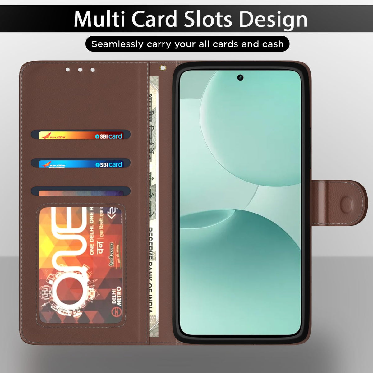 Pikkme tan Wallet flip cover for Realme P4x 5G – photo 5