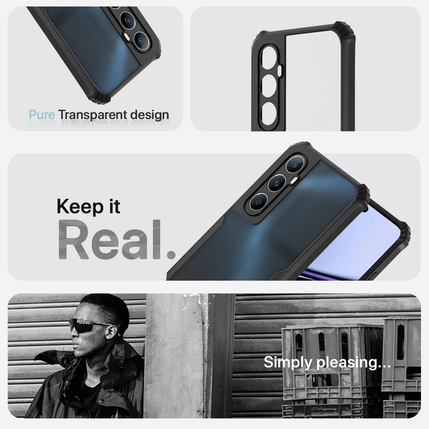 Pikkme Realme C65 Eagle Clear Transparent Back Cover (Black)