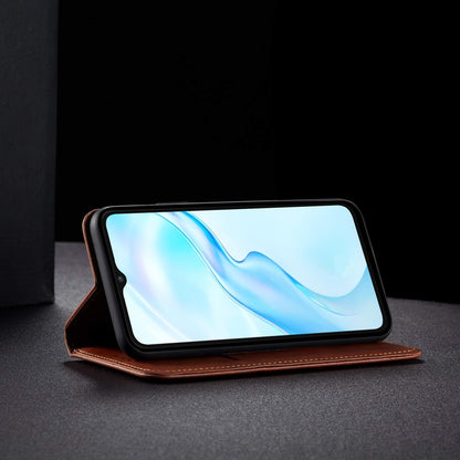 Pikkme Vivo Y21 2021 Premium Leather Magnetic Flip Cover (Brown)