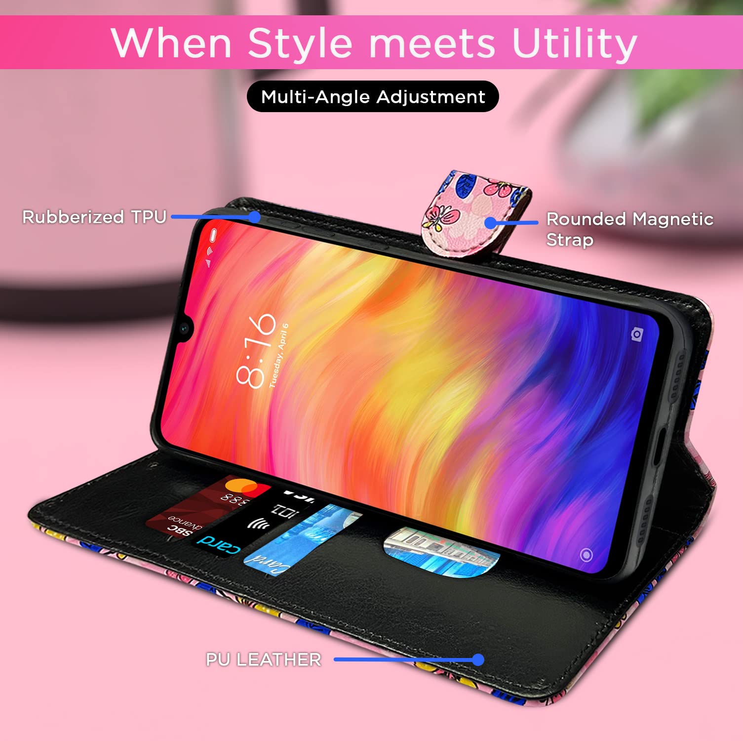 Redmi Note 7/Note 7 Pro/Note 7s flip cover in pink flower by Pikkme – photo 4