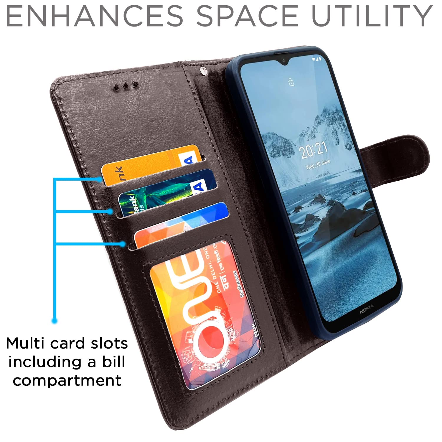 Pikkme Nokia C20 Plus Vintage Flip Cover (Coffee)