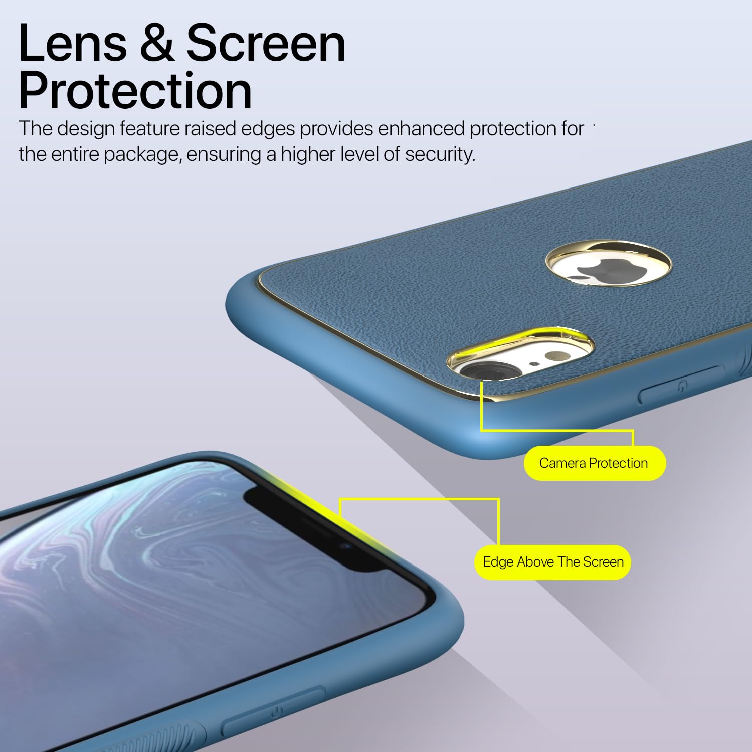Pikkme iPhone XR Gold Electroplated Premium Leather Chrome Back Cover (Blue)