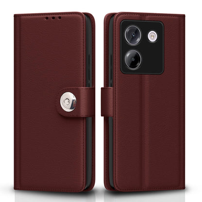 POCO M7 Pro 5G Button wallet flip cover in brown by Pikkme