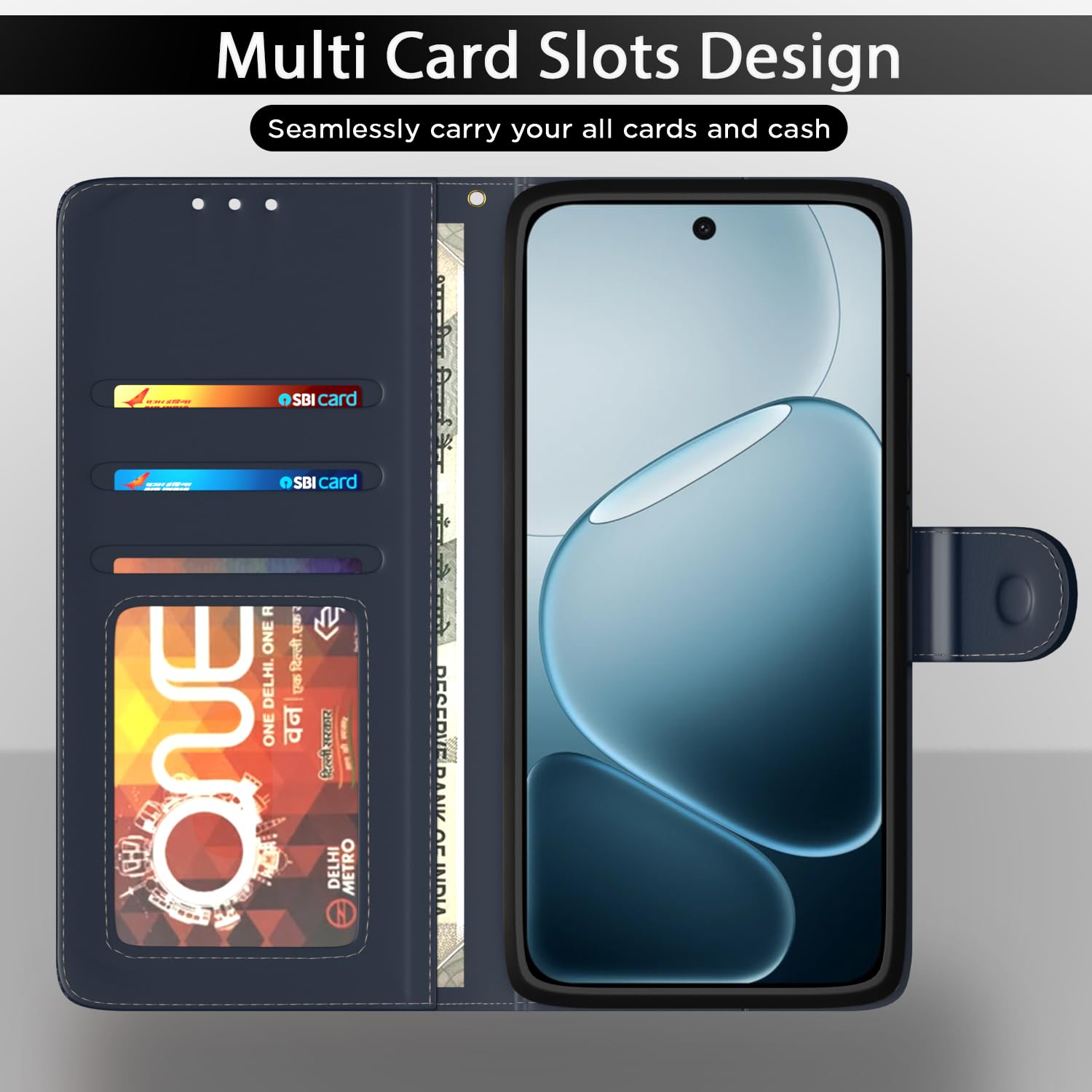 Pikkme blue Wallet mobile flip cover for Oppo F31/F33 5G – photo 5