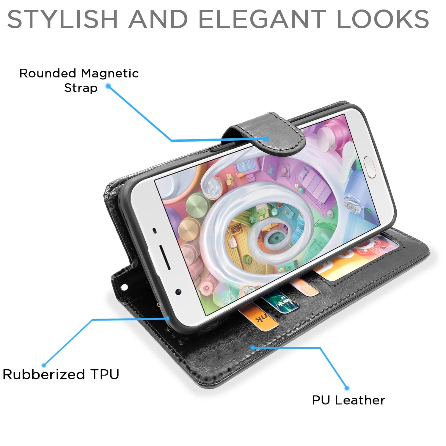Black Wallet mobile flip cover for Oppo F1s – Pikkme – photo 3
