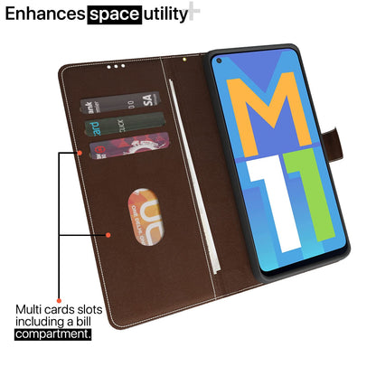 Pikkme brown & coffee Magnetic wallet flip cover for Samsung M11 – photo 2