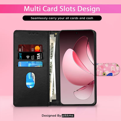 Oppo Reno 13 Pro 5G Wallet mobile flip cover in pink flower by Pikkme – photo 2