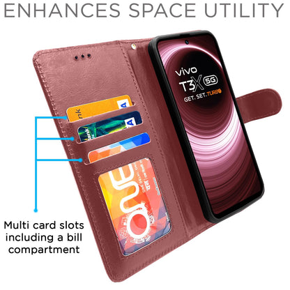 Pikkme brown wallet flip cover for Vivo T3x/Y200i 5G – photo 2