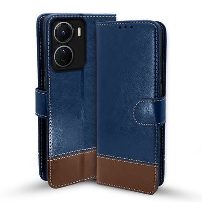 Pikkme Vivo Y16 Magnetic blue & brown mobile flip cover