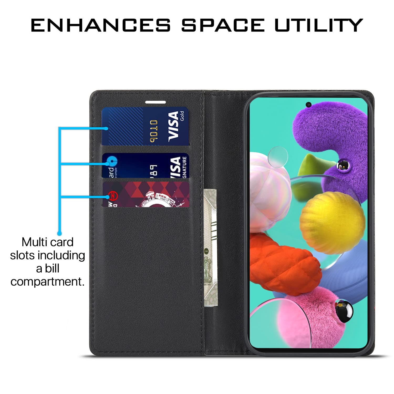 Pikkme black Wallet flip cover for Samsung A51 – photo 3