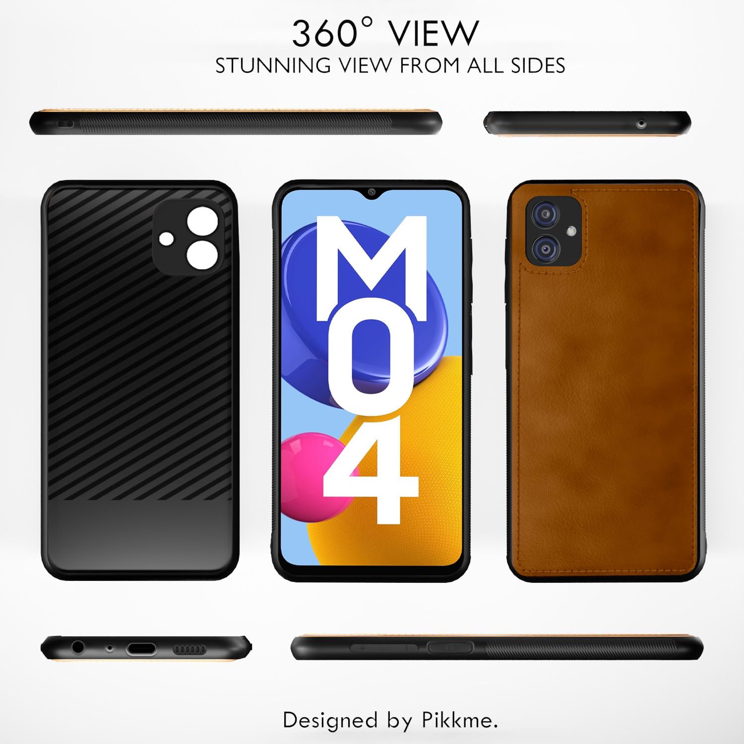 Samsung M04 Leather mobile back cover in brown by Pikkme – photo 3