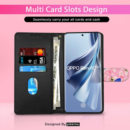 Oppo Reno 10 5G Wallet mobile flip cover in pink flower by Pikkme – photo 3