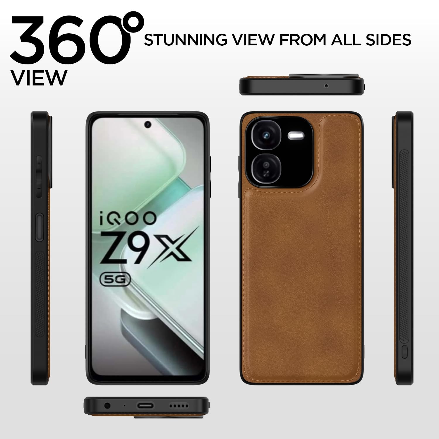 Pikkme iQOO Z9X 5G Leather Back Case | Brown