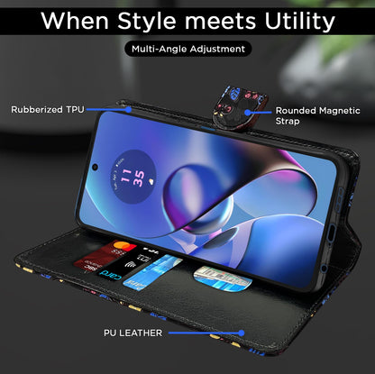 Pikkme black flower Wallet wallet flip cover for Moto G54/G64 5G – photo 5
