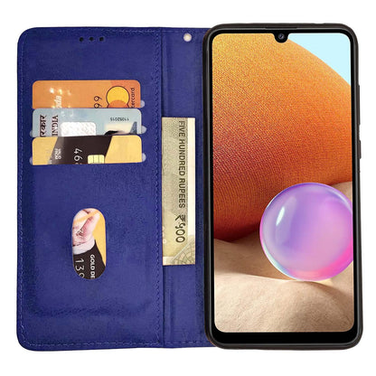 Pikkme Samsung Galaxy M12 / A12 / F12 Magnetic Flip Cover (Blue)