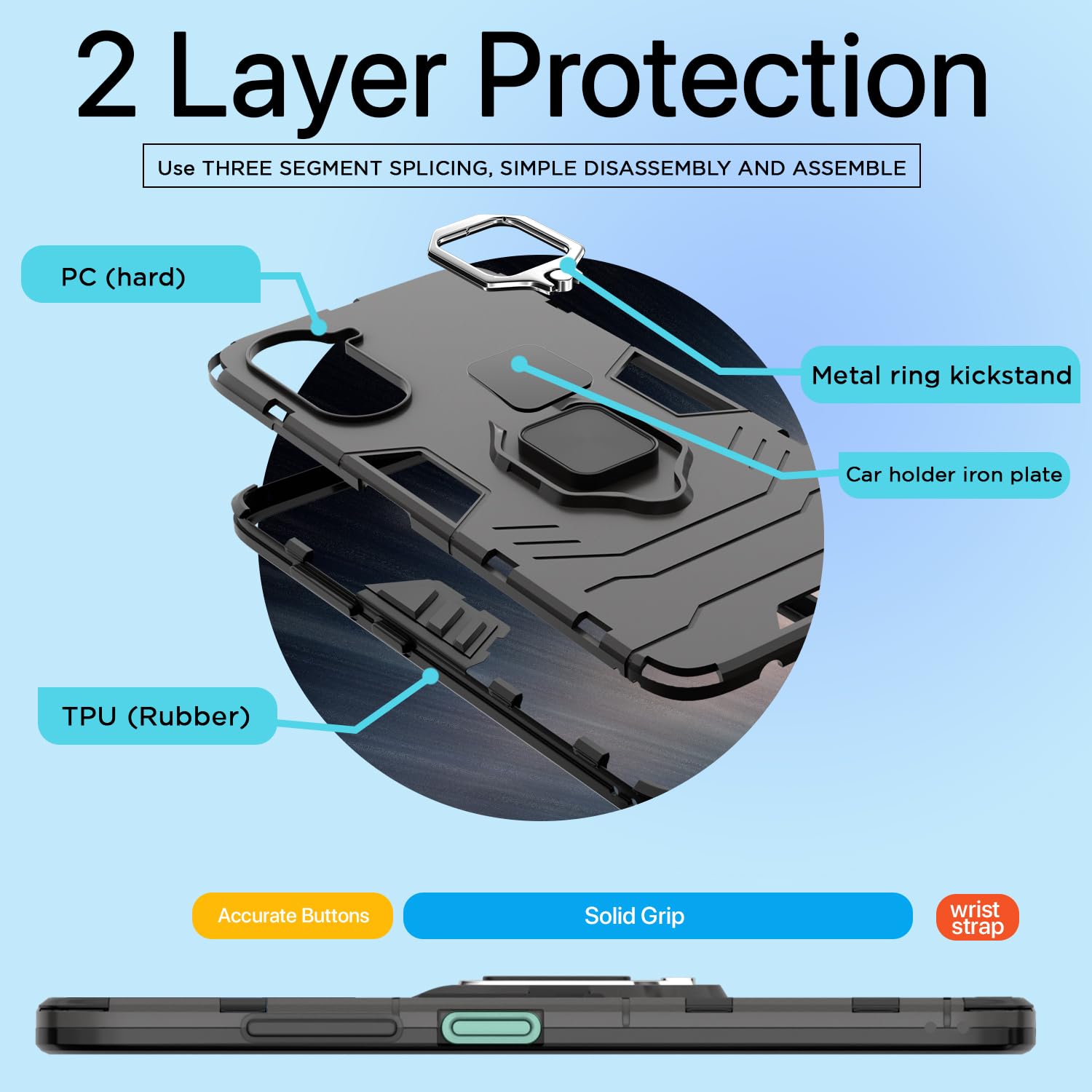 Pikkme iQOO Z9 Lite 5G/Vivo T3 Lite 5G/Vivo Y18/Y18e/Y03 D5 Tough Armor black back cover – photo 4