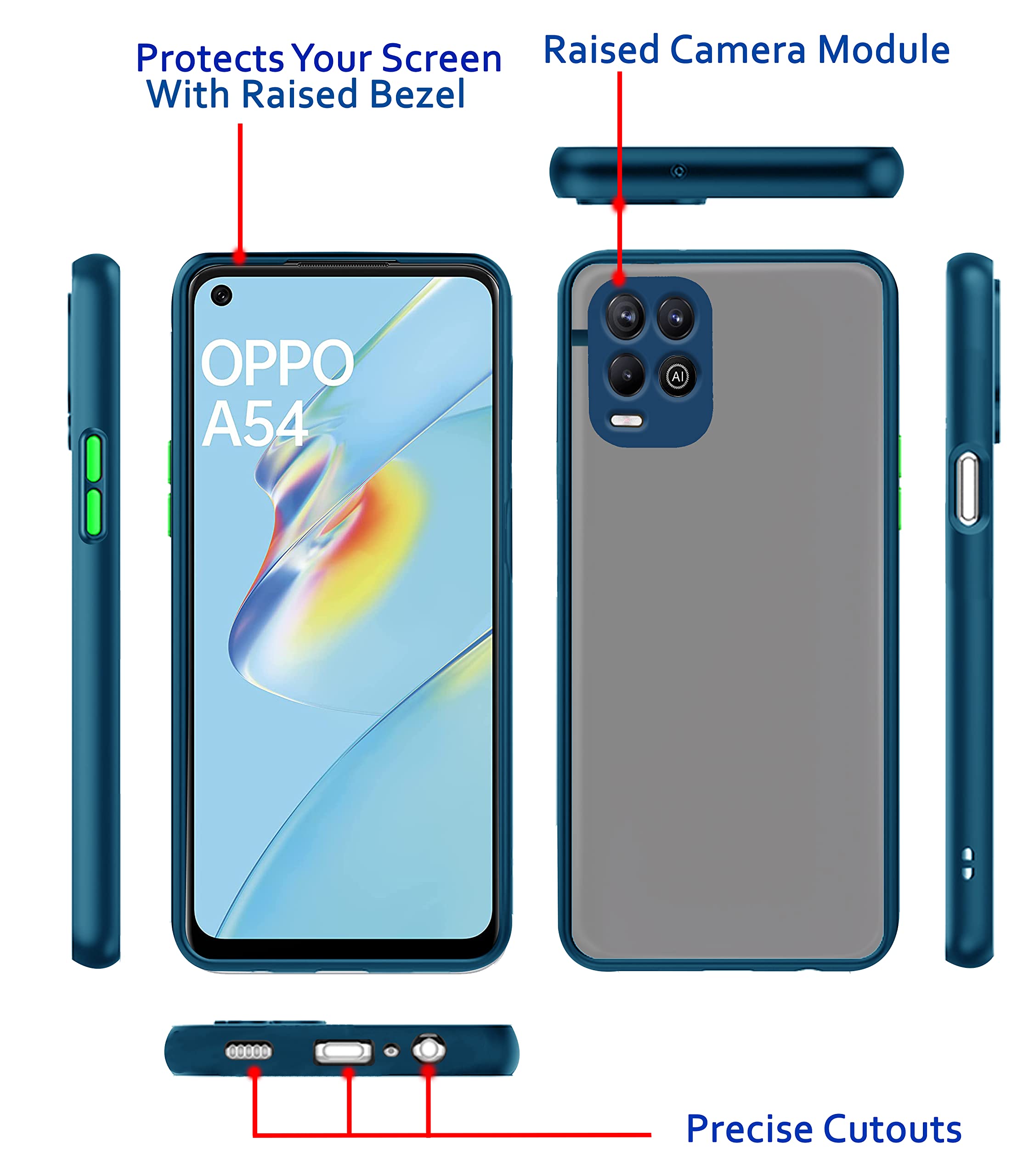 Oppo A54 Hybrid mobile back cover in blue by Pikkme – photo 3