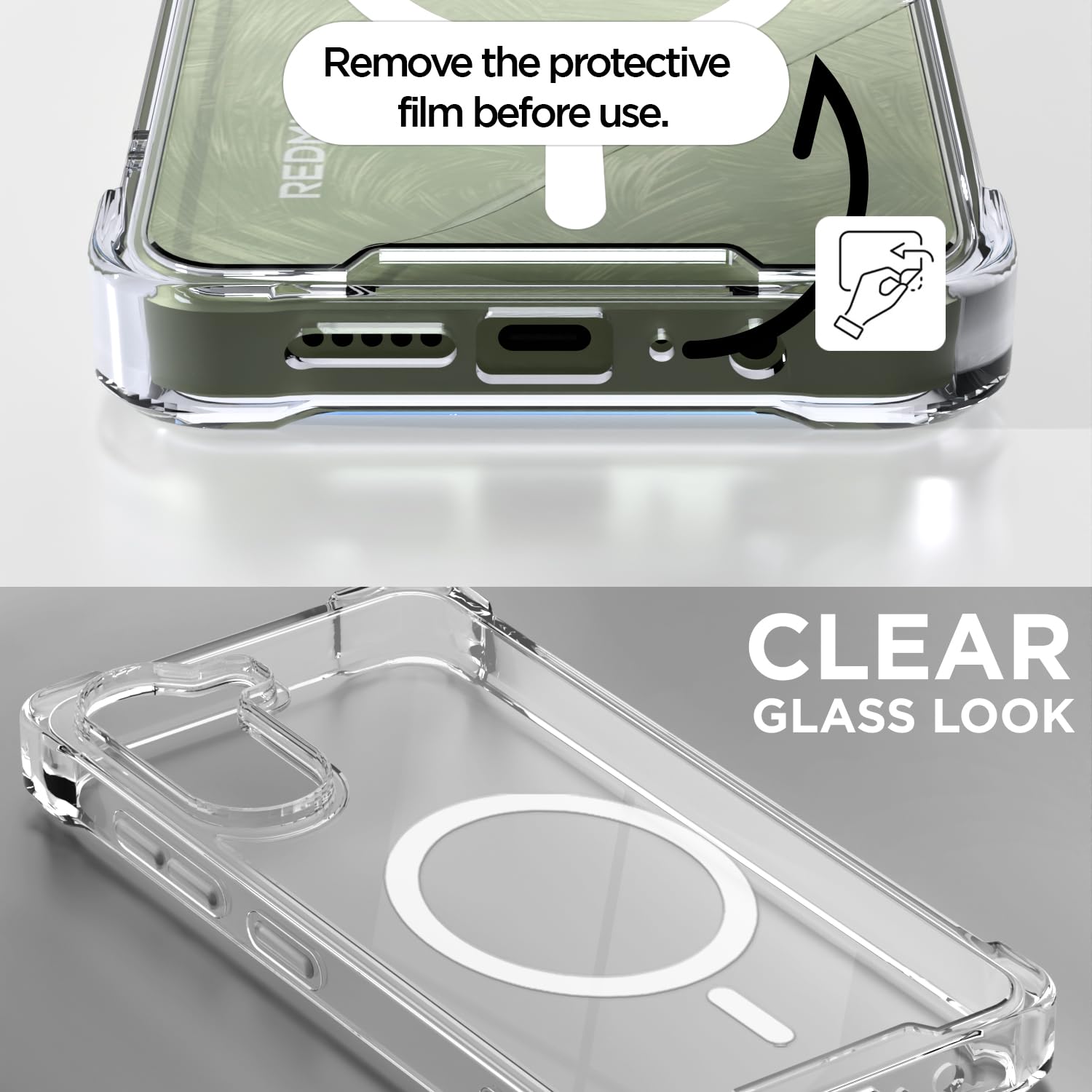 Transparent mag-safe back cover for Redmi A7 Pro/Poco C85x 5G – Pikkme – photo 3